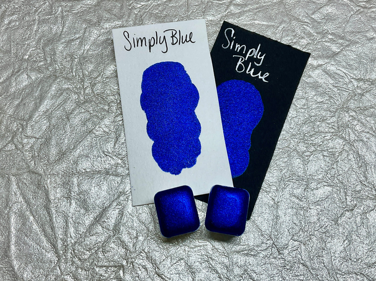 Simply Blue-Handmade Shimmer watercolor paint-half pan