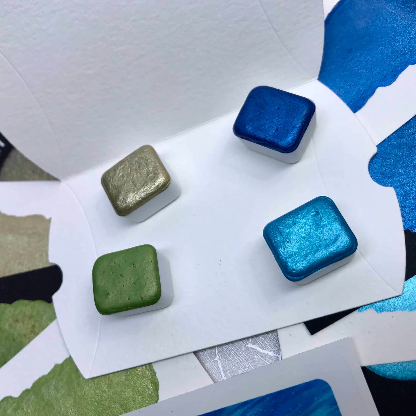 Washed Ashore Collection ~ Handmade shimmer watercolor paint-half pan