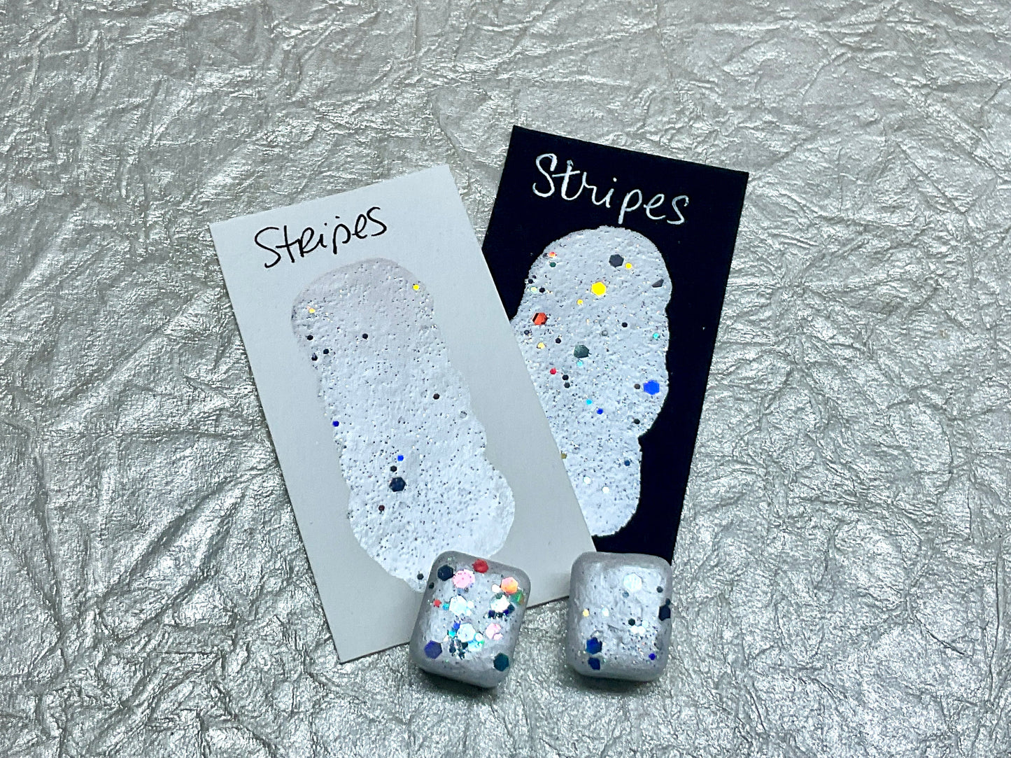 Stripes~Handmade Shimmer watercolor paint-half pan