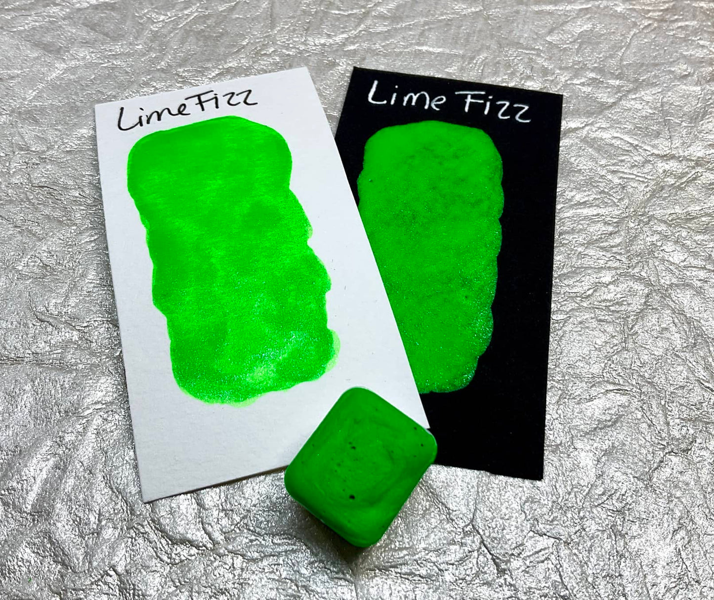 Lime Fizz~Handmade Shimmer watercolor paint-half pan