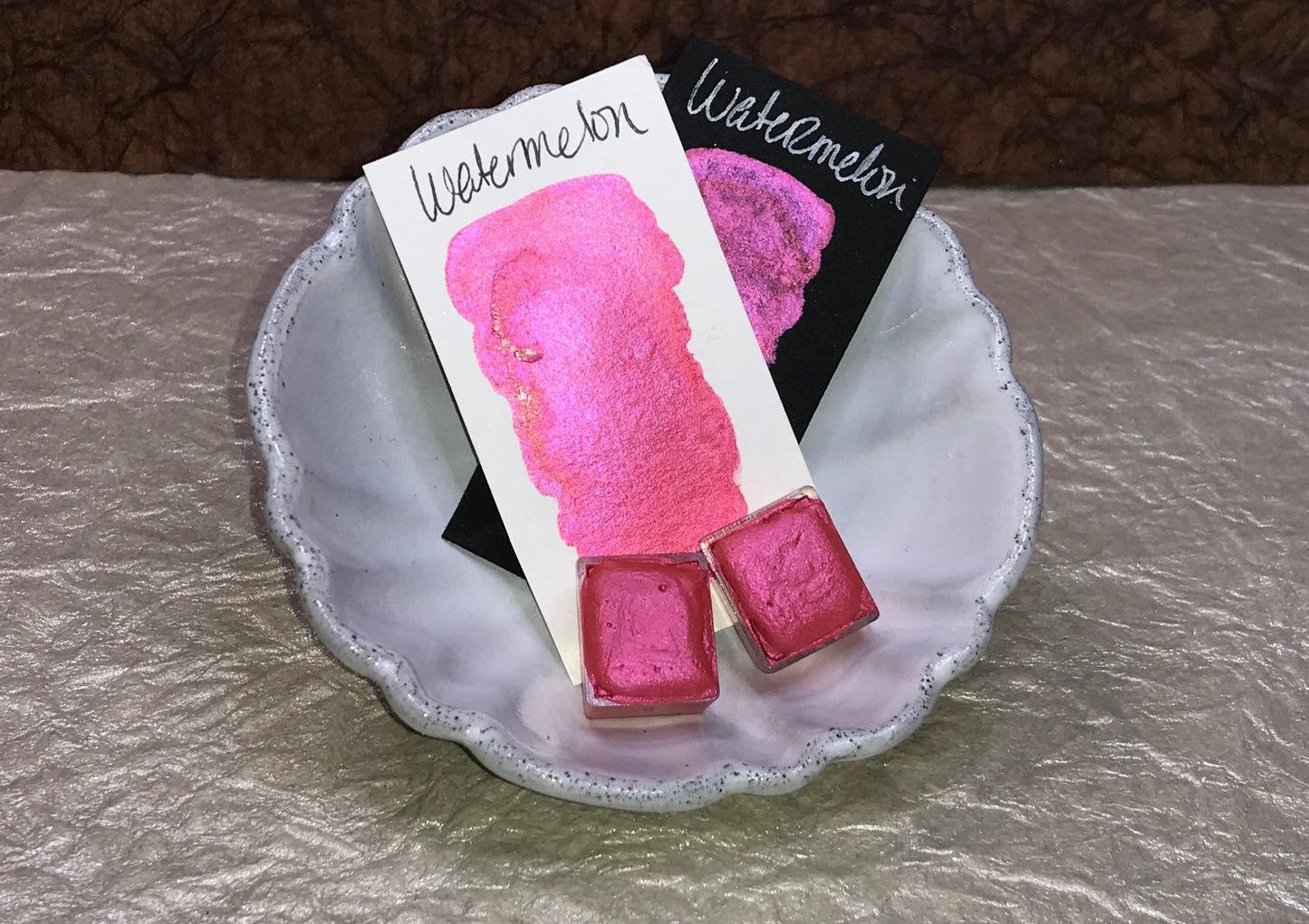 Watermelon -Handmade Shimmer watercolor paint-half pan