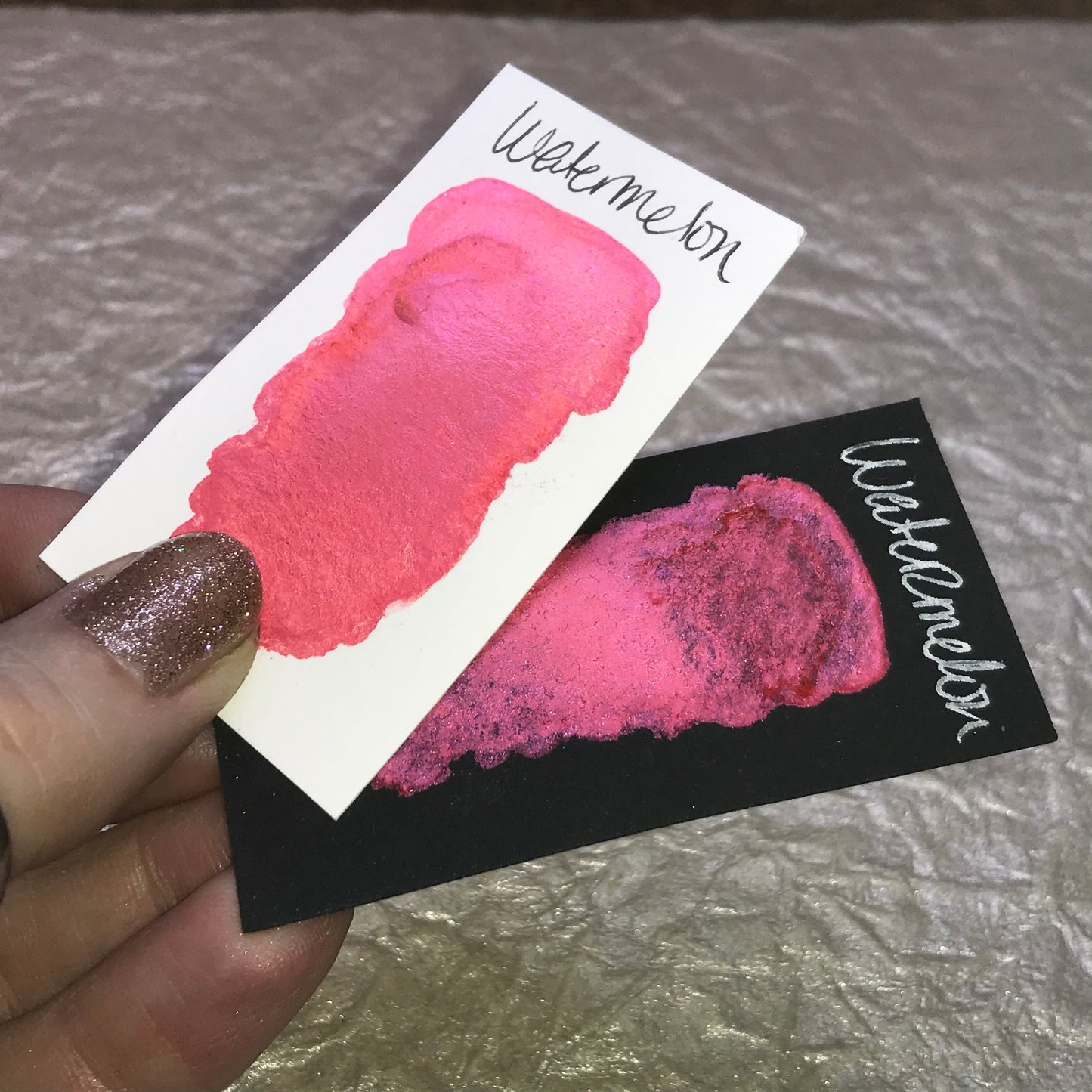 Watermelon -Handmade Shimmer watercolor paint-half pan