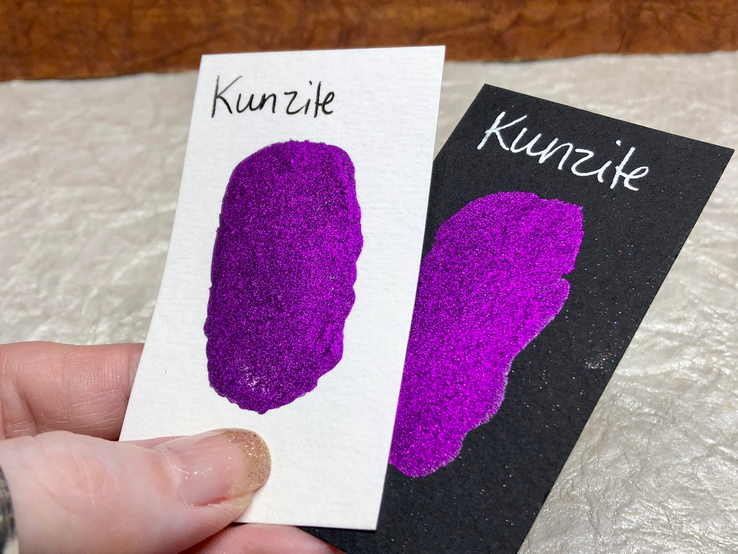 Kunzite-Handmade Shimmer watercolor paint-half pan