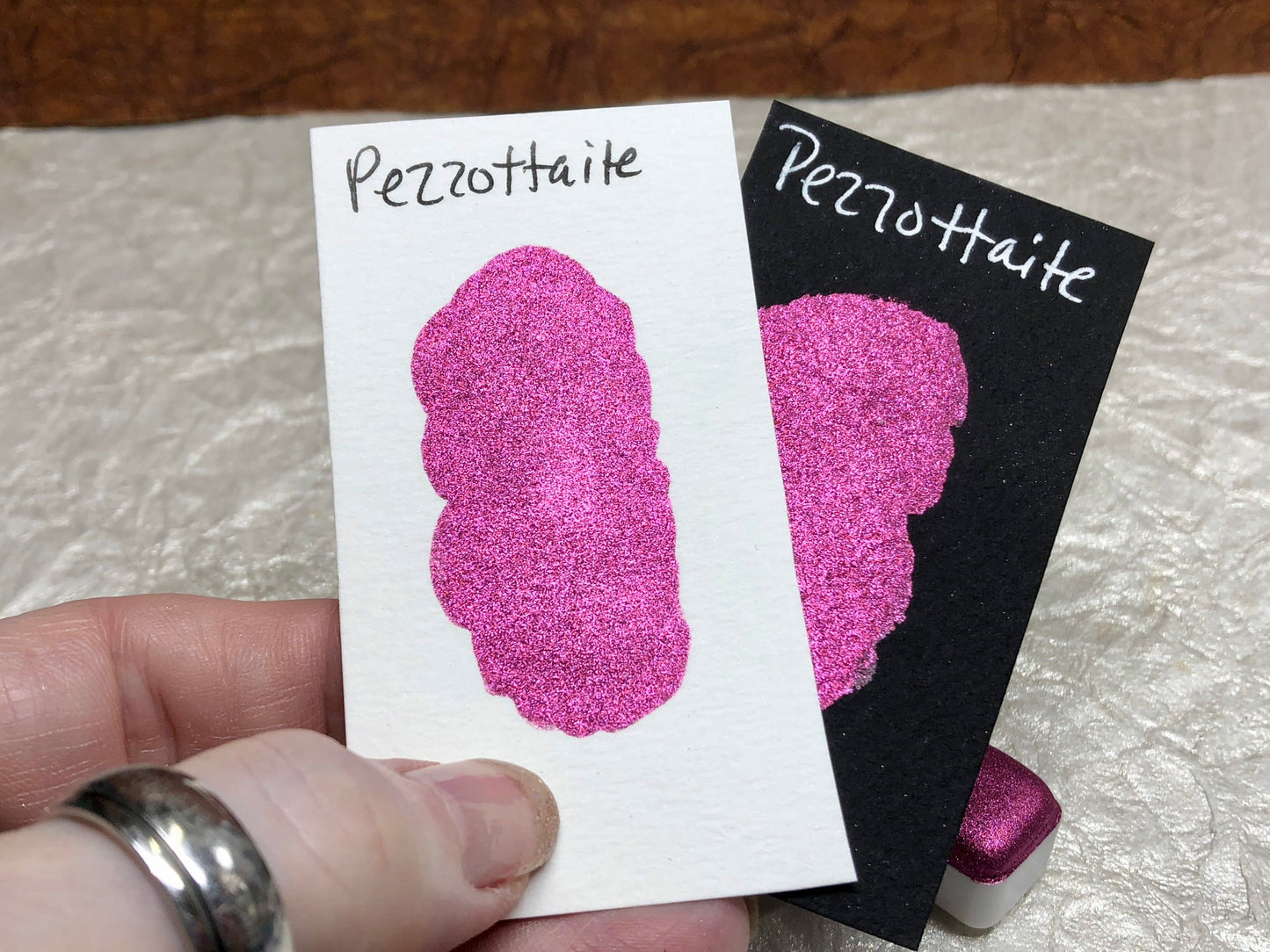 Pezzottaite-Handmade Shimmer watercolor paint-half pan