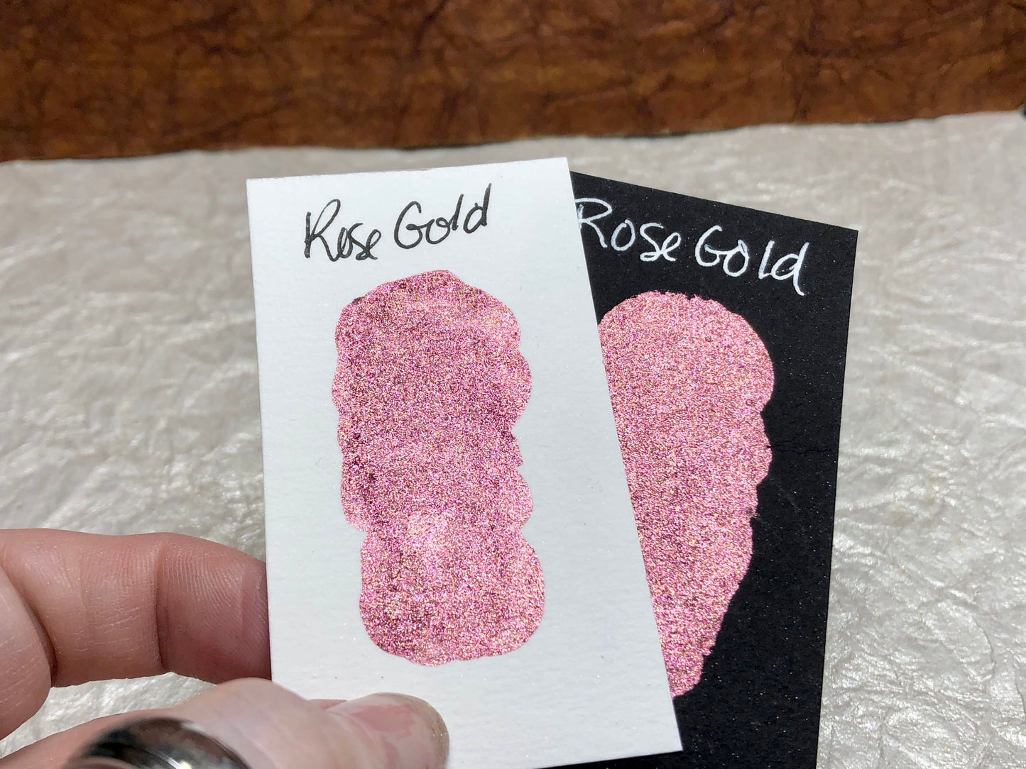 Rose Gold-Handmade Shimmer watercolor paint-half pan