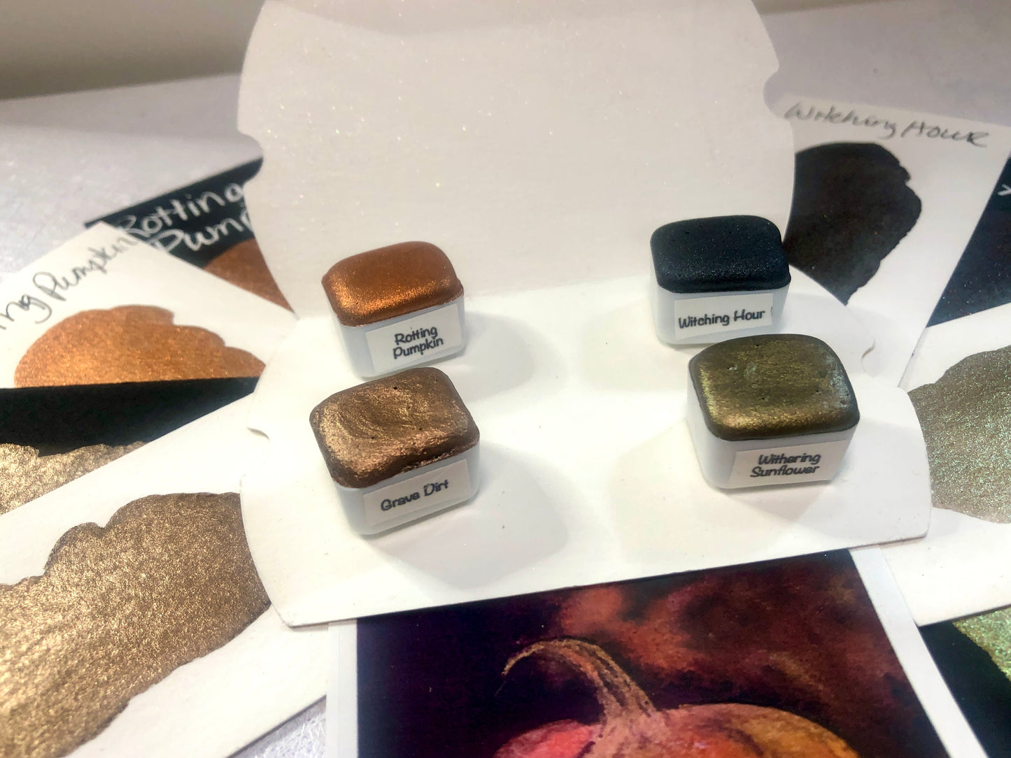 Haunted Garden 3 Collection ~ Handmade shimmer watercolor paint-half pan