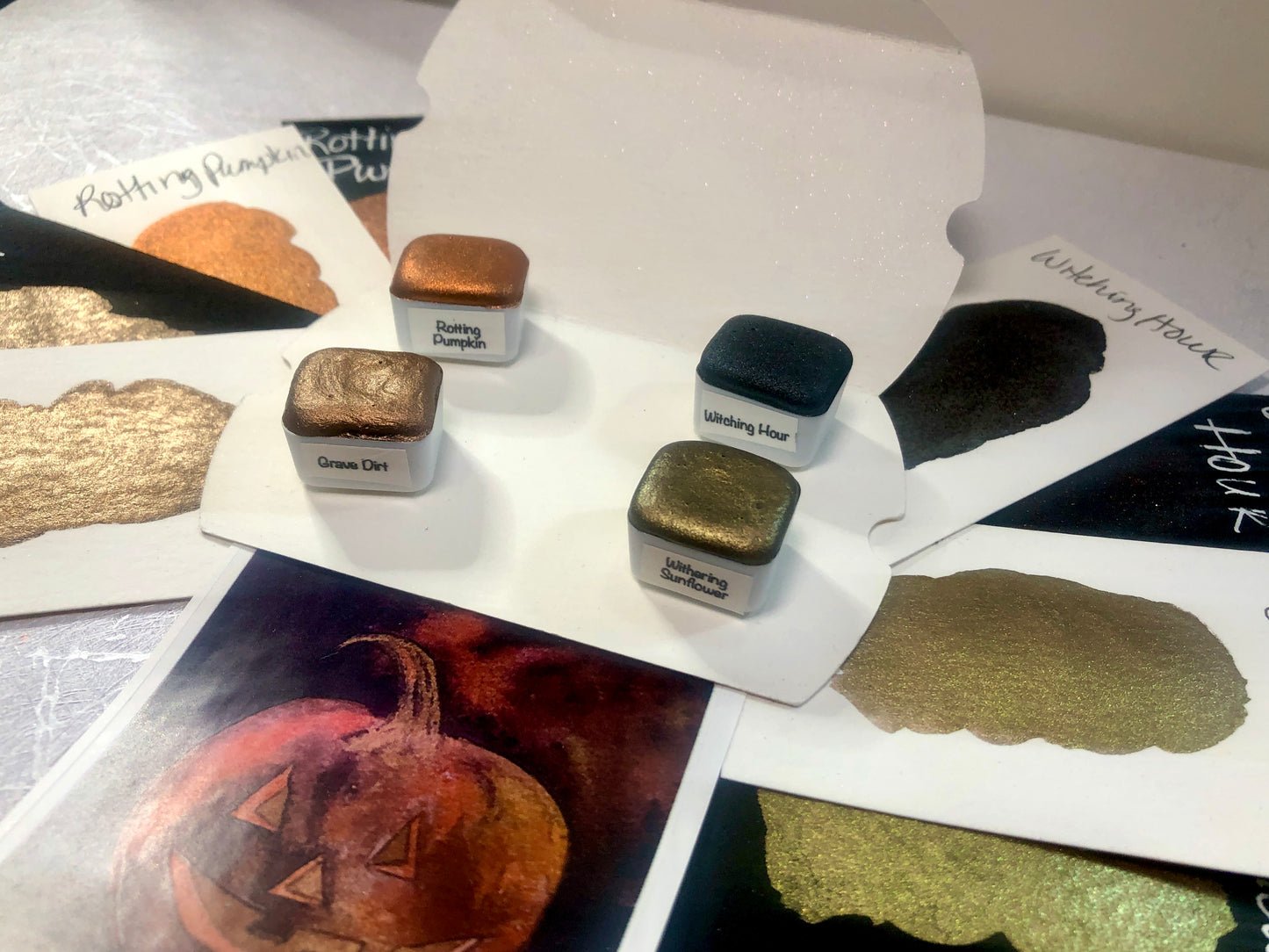 Haunted Garden 3 Collection ~ Handmade shimmer watercolor paint-half pan