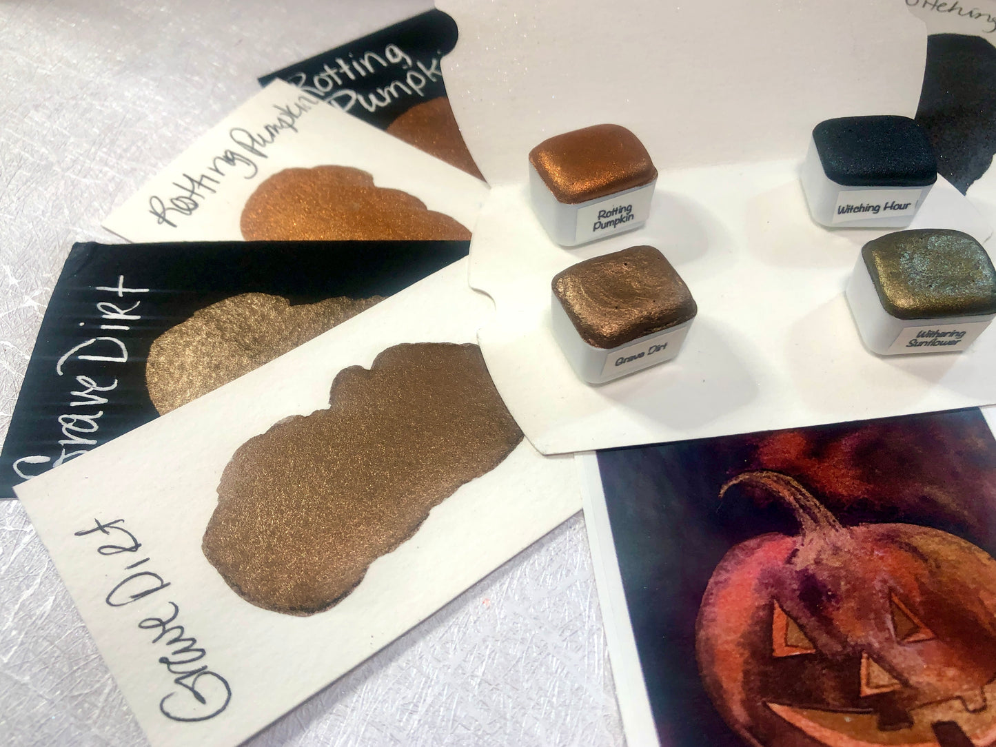 Haunted Garden 3 Collection ~ Handmade shimmer watercolor paint-half pan