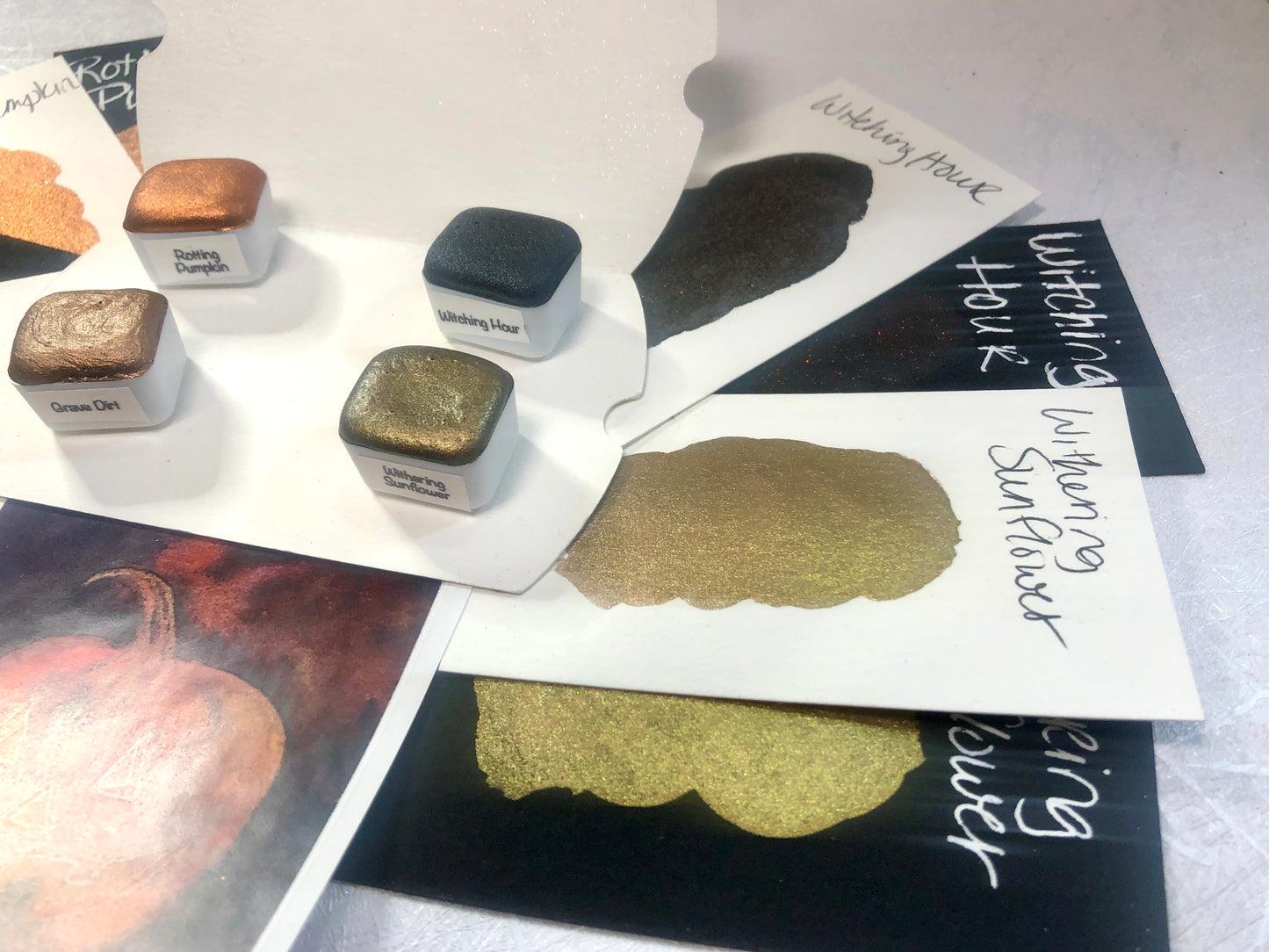 Haunted Garden 3 Collection ~ Handmade shimmer watercolor paint-half pan