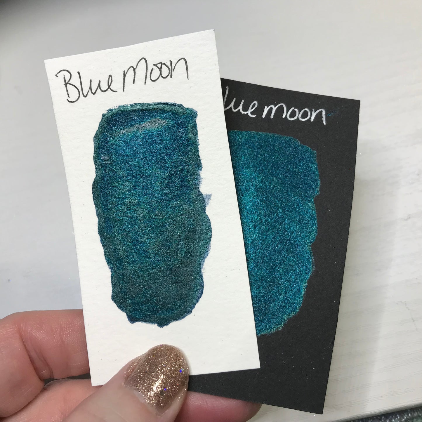 Blue Moon-Handmade Shimmer watercolor paint-half pan