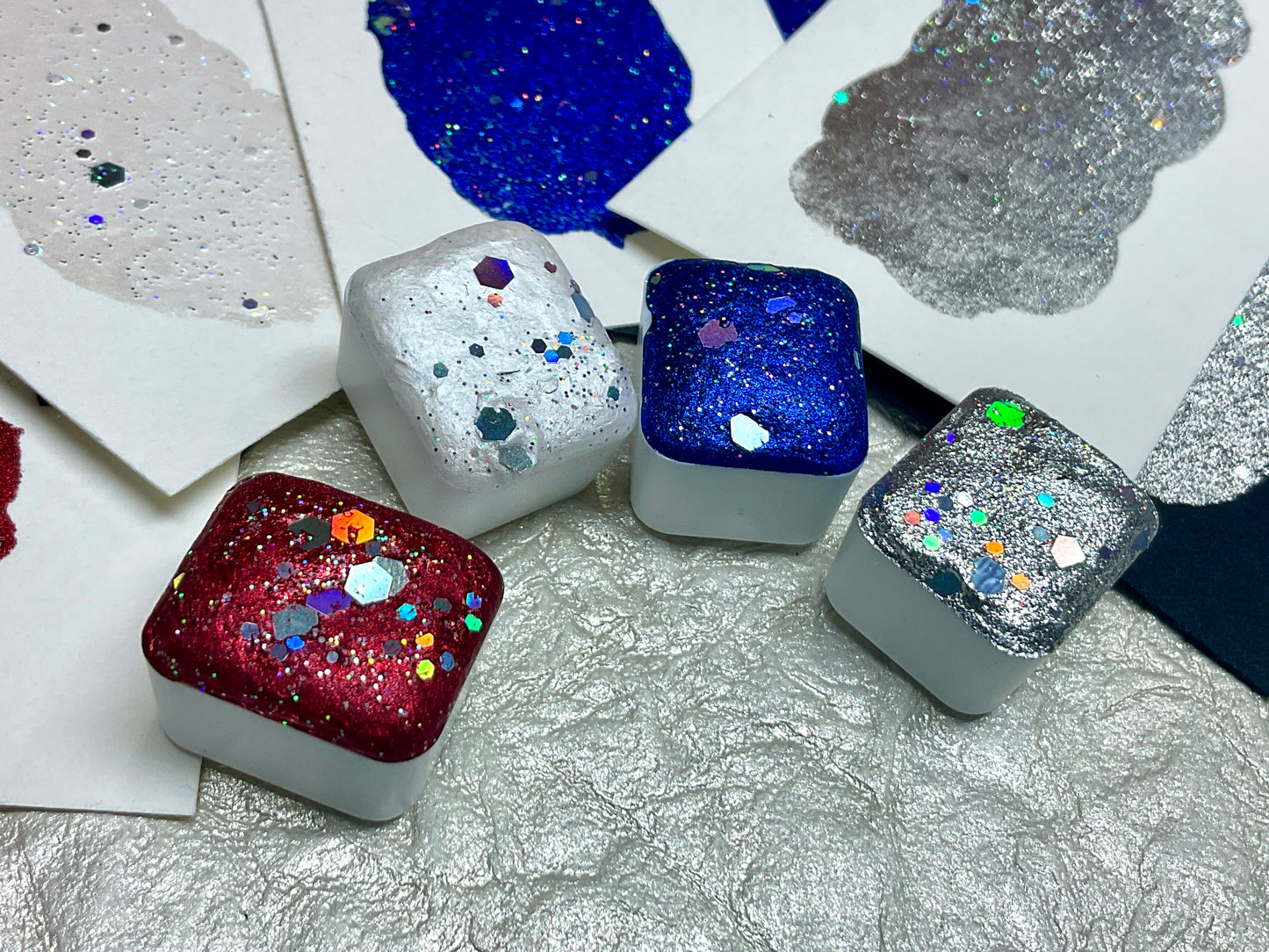 Star Spangled Collection~Handmade Shimmer watercolor paint-half pan