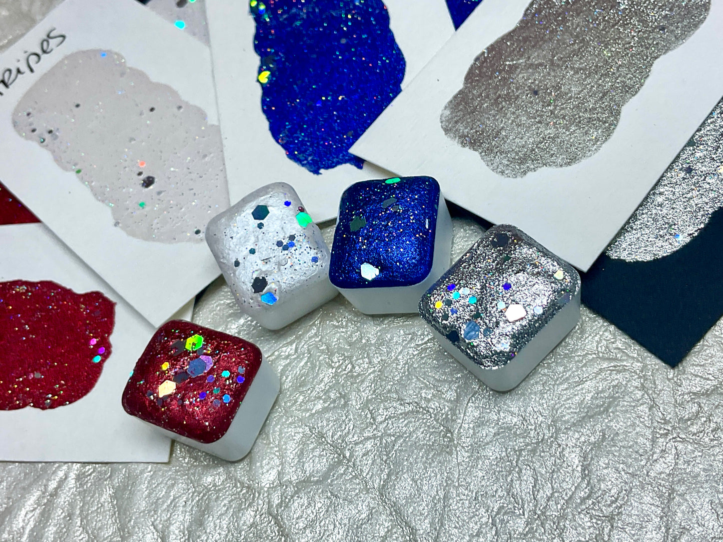 Star Spangled Collection~Handmade Shimmer watercolor paint-half pan