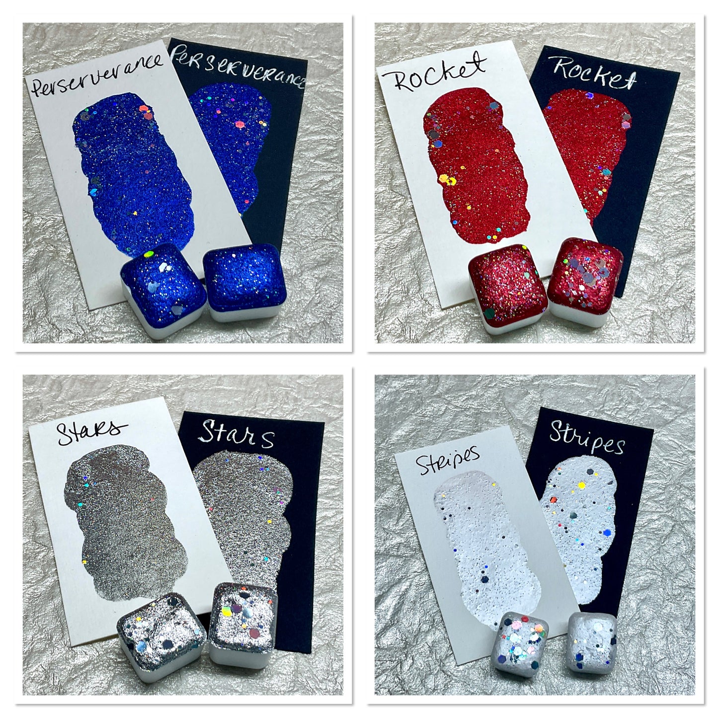 Star Spangled Collection~Handmade Shimmer watercolor paint-half pan