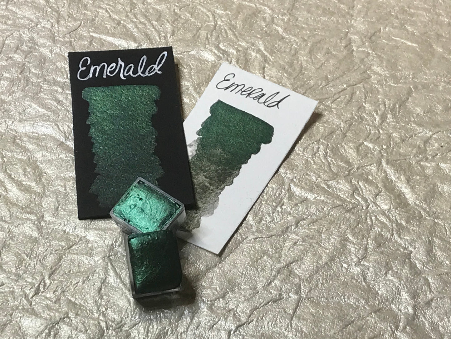 Emerald-Handmade Shimmer watercolor paint-half pan
