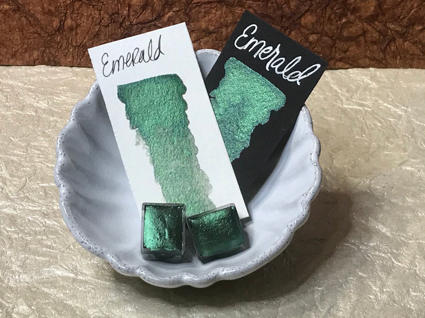 Emerald-Handmade Shimmer watercolor paint-half pan