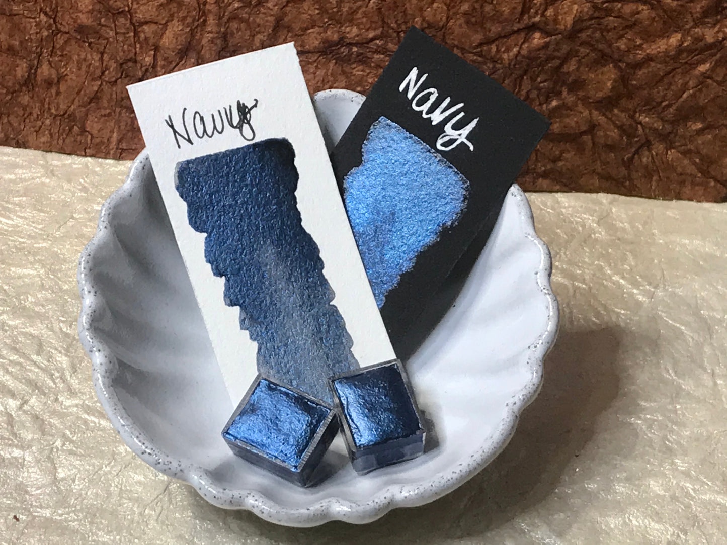 Navy-Handmade Shimmer watercolor paint-half pan