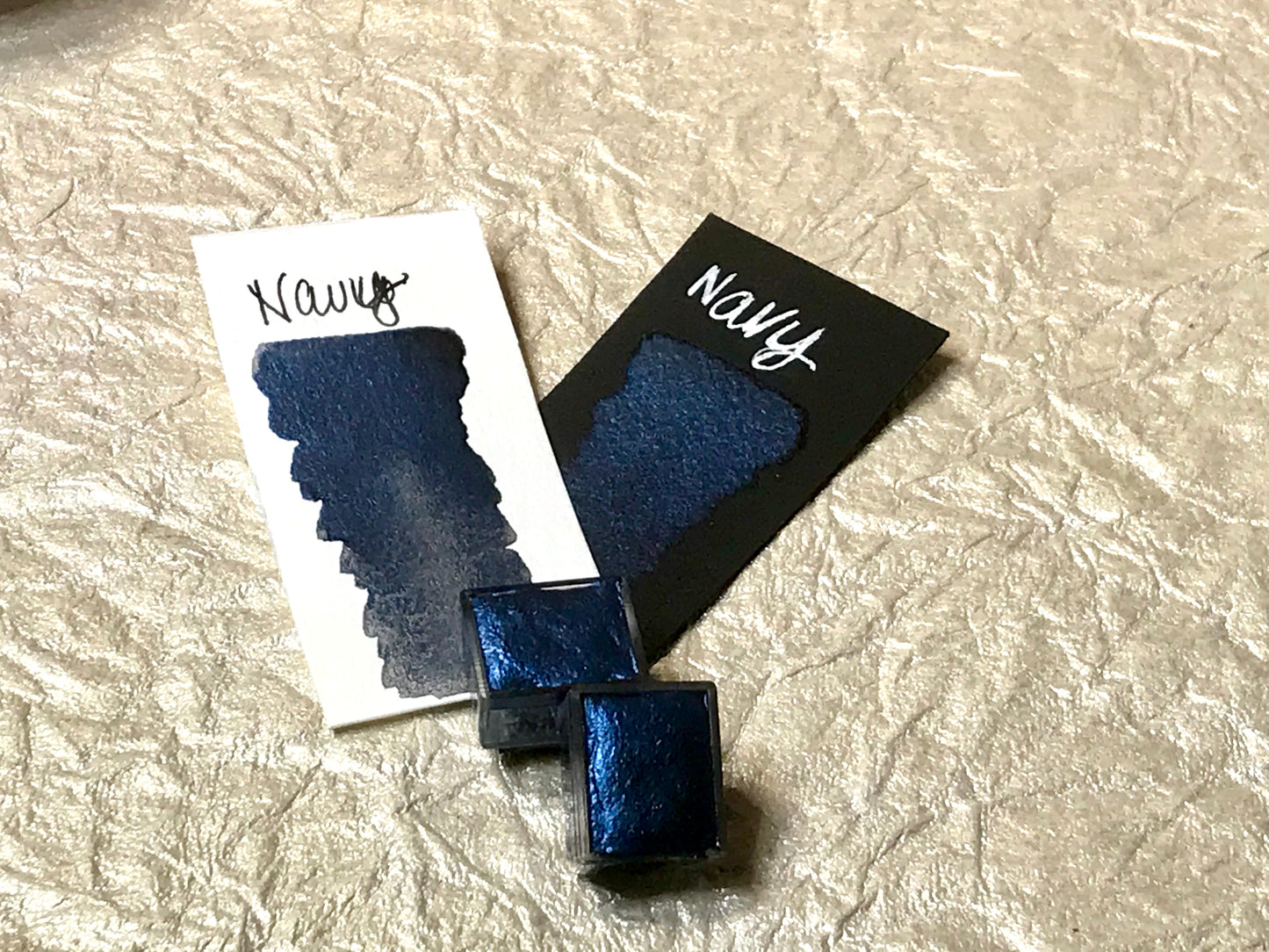 Navy-Handmade Shimmer watercolor paint-half pan