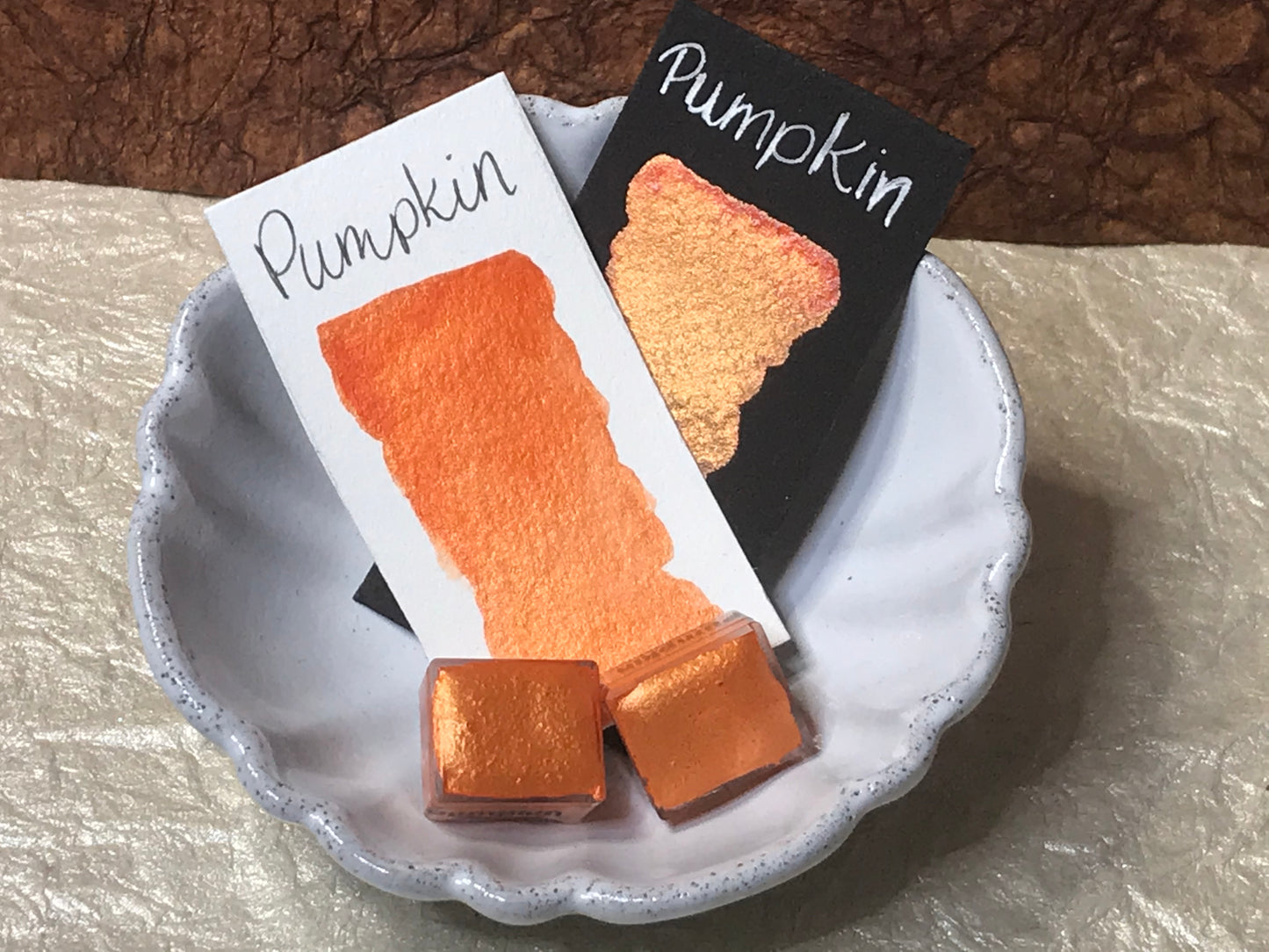 Pumpkin~Handmade Shimmer watercolor paint-half pan