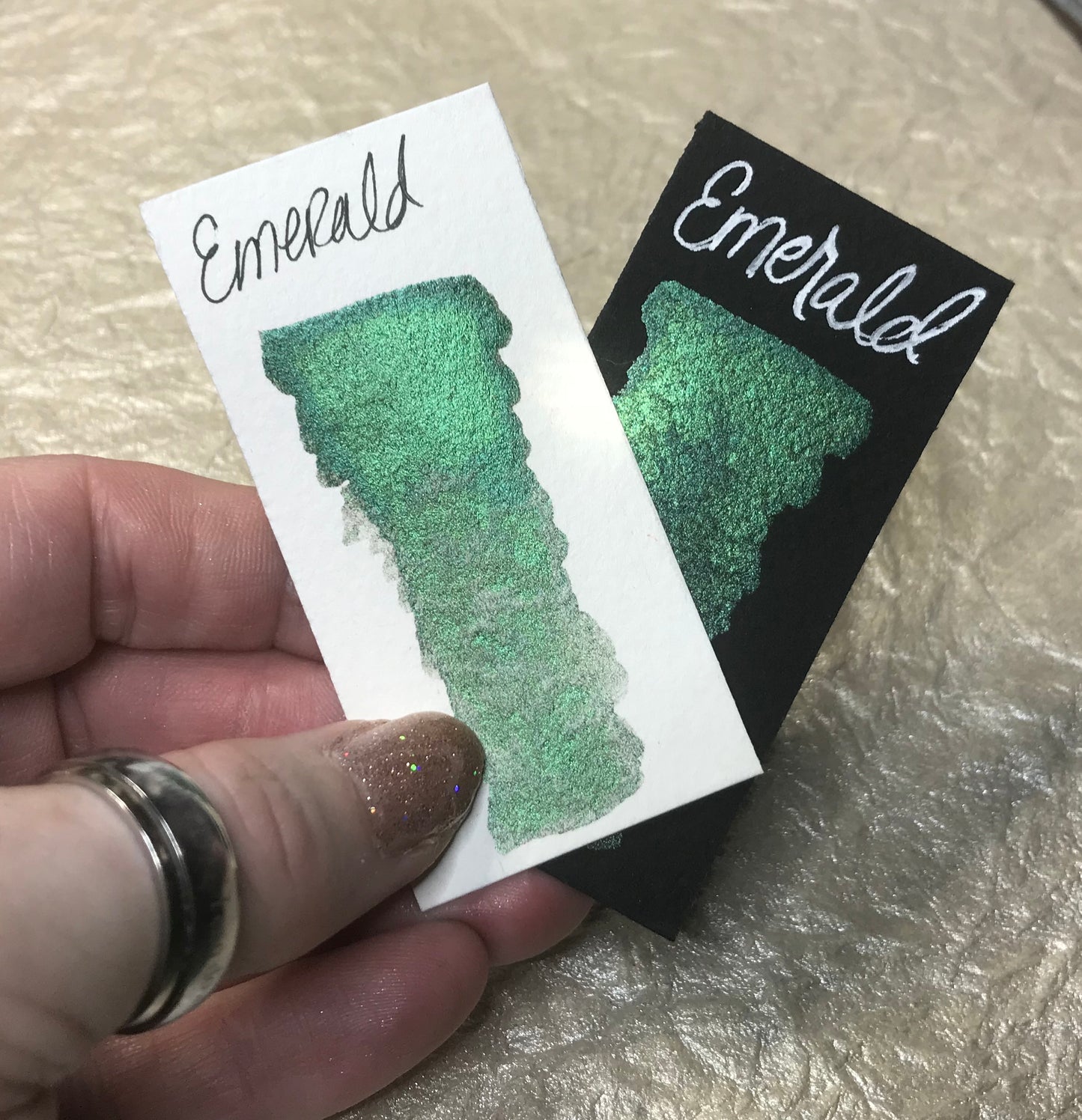 Emerald-Handmade Shimmer watercolor paint-half pan