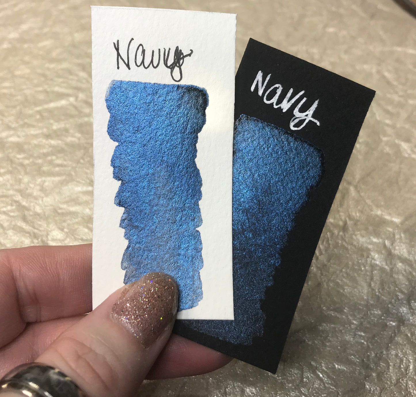 Navy-Handmade Shimmer watercolor paint-half pan