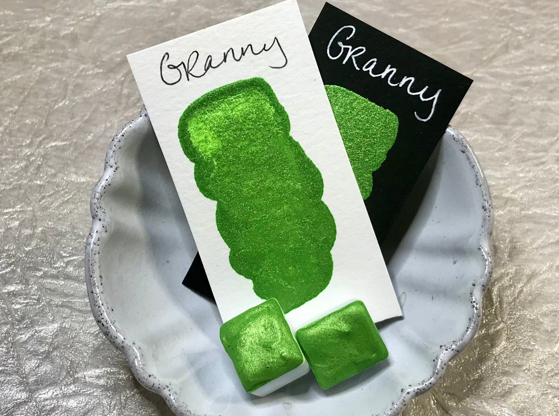 Granny shimmer watercolor paint half pan