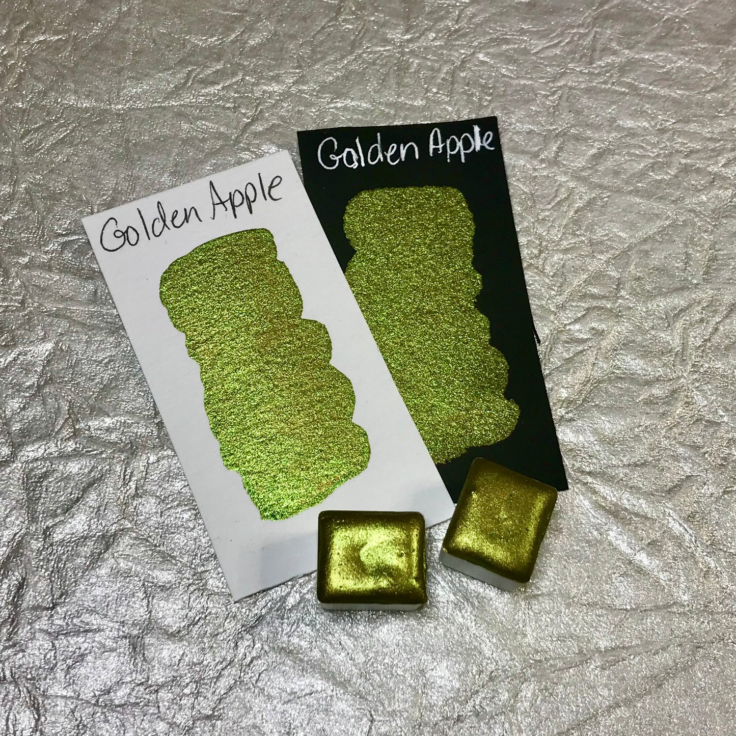 Golden Apple ~Handmade Shimmer watercolor paint-half pan