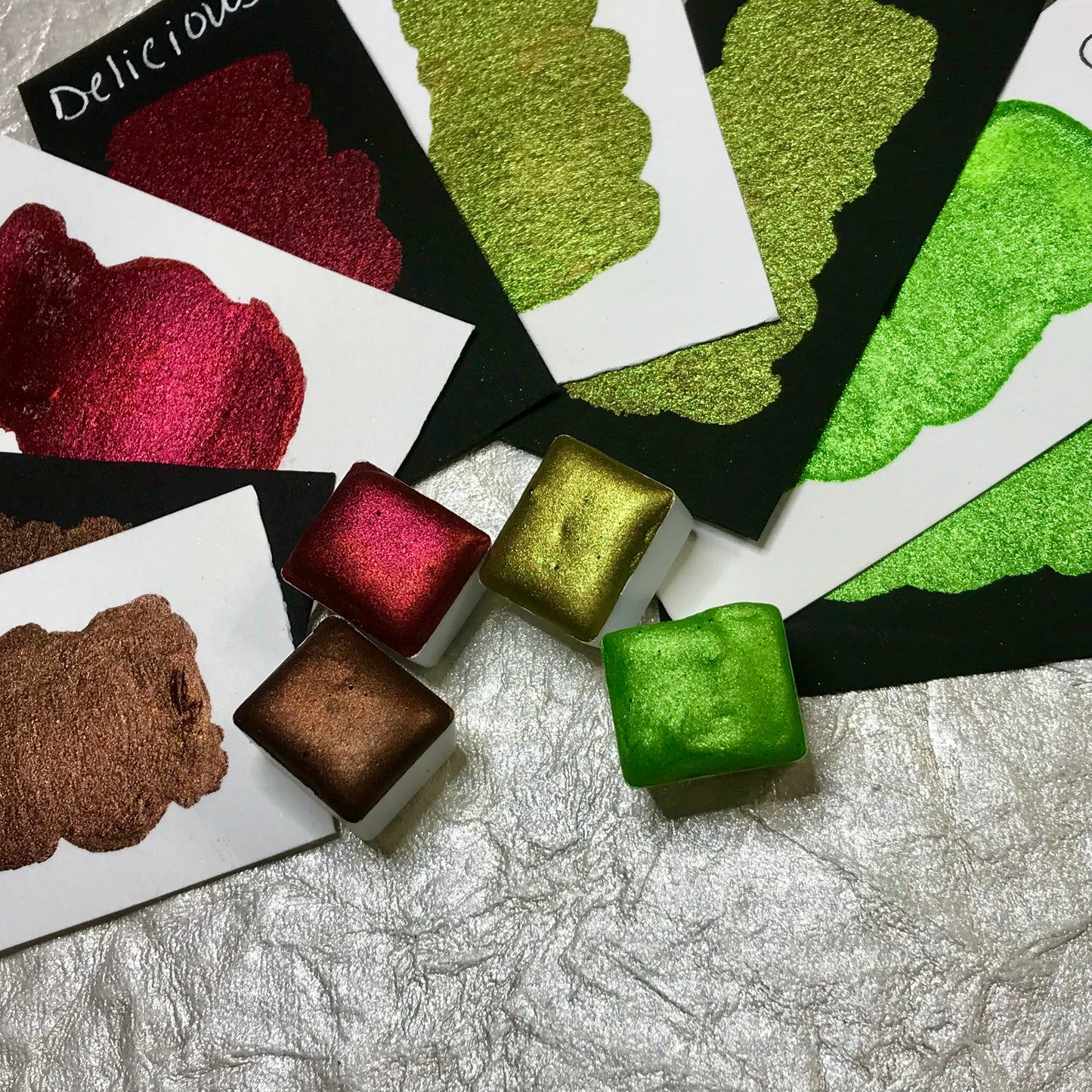 Apple Harvest Collection~Handmade Shimmer watercolor paint-half pan