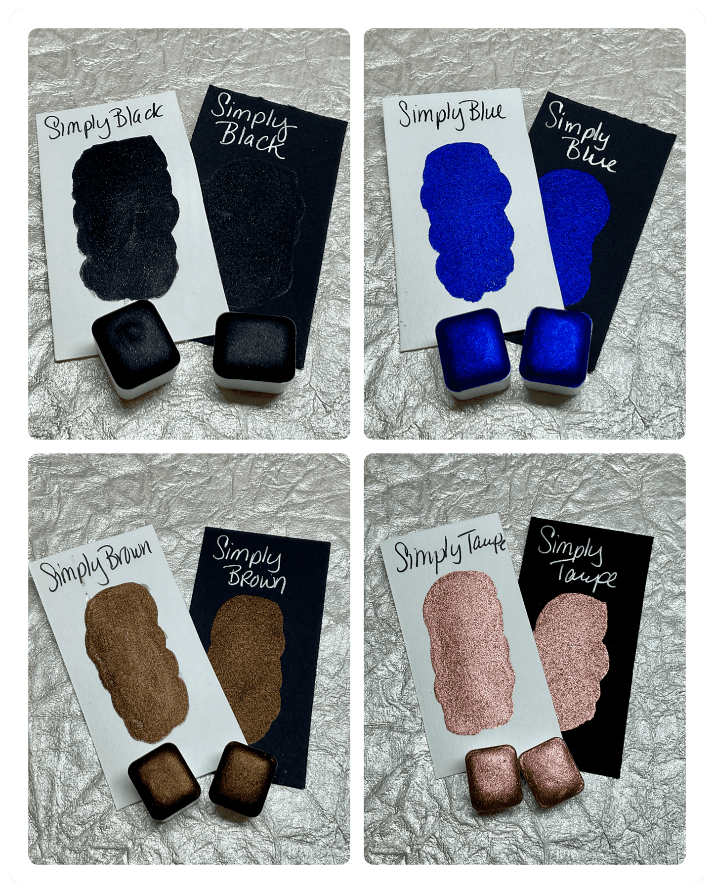 The Neutrals Collection~Handmade Shimmer watercolor paint-half pan