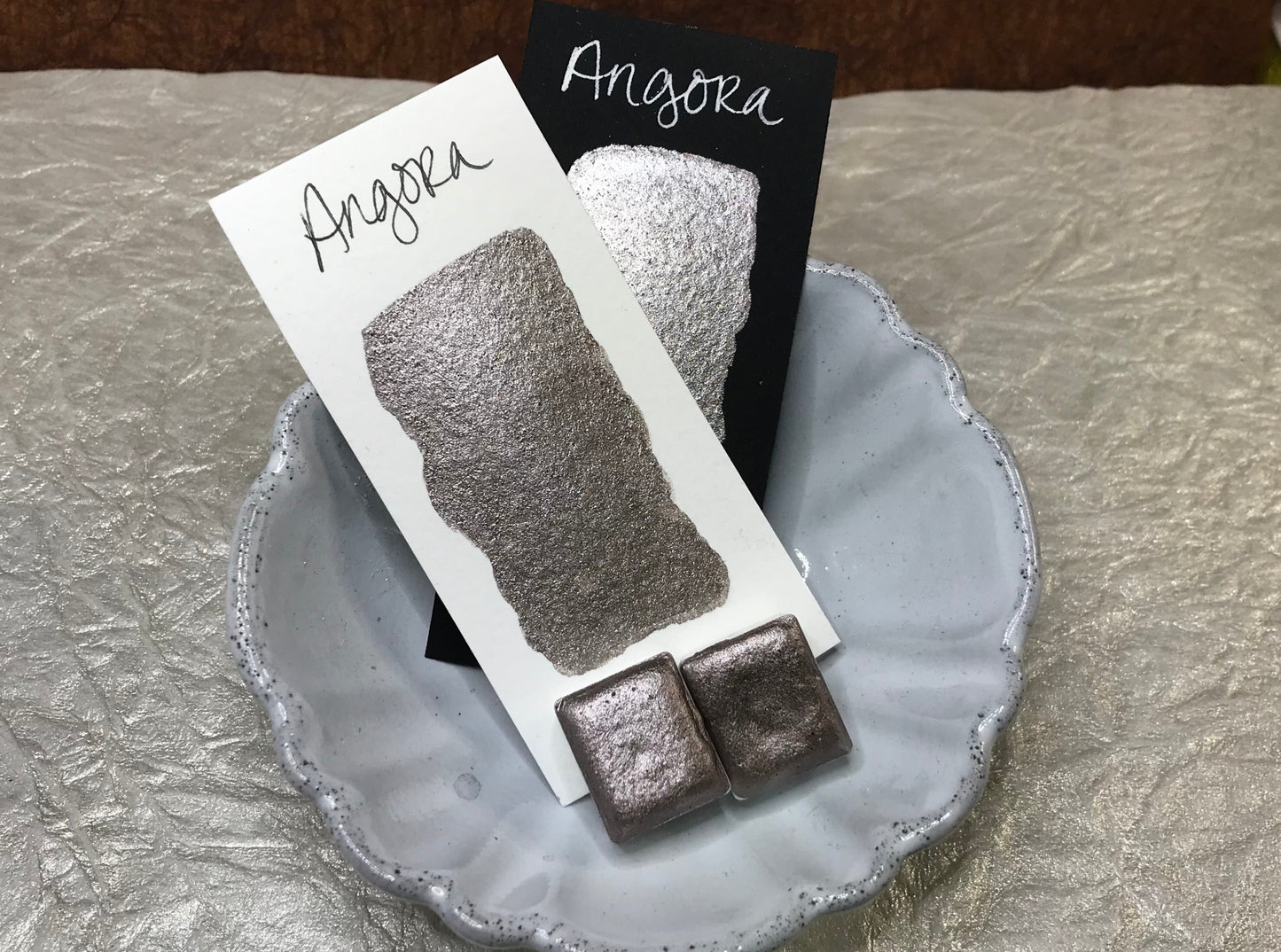 Angora shimmer watercolor paint half pan