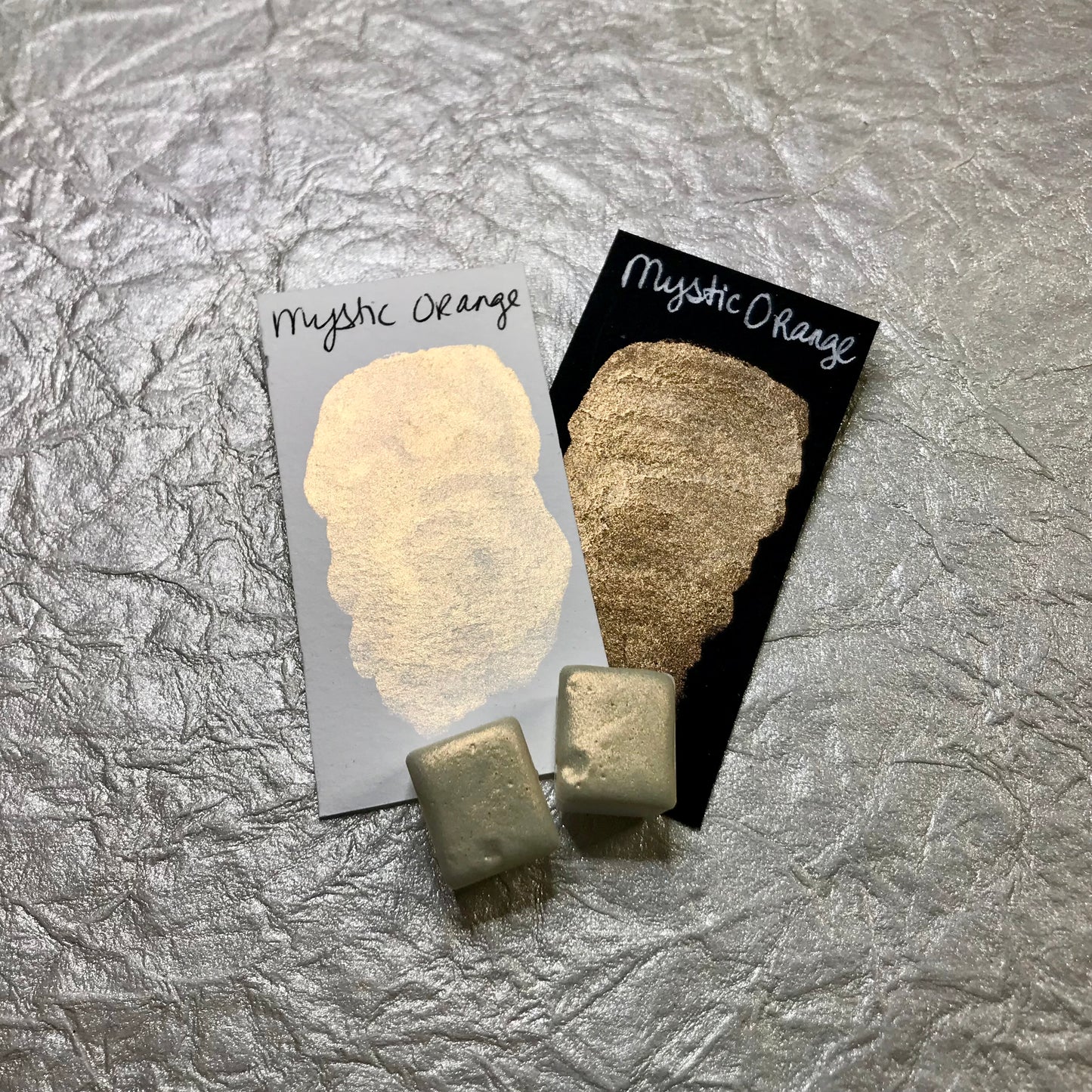 Mystic Orange~Handmade Shimmer watercolor paint-half pan