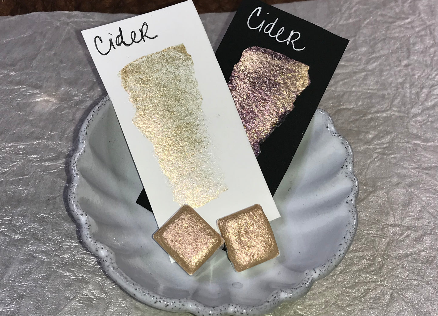Cider~Handmade Shimmer watercolor paint-half pan