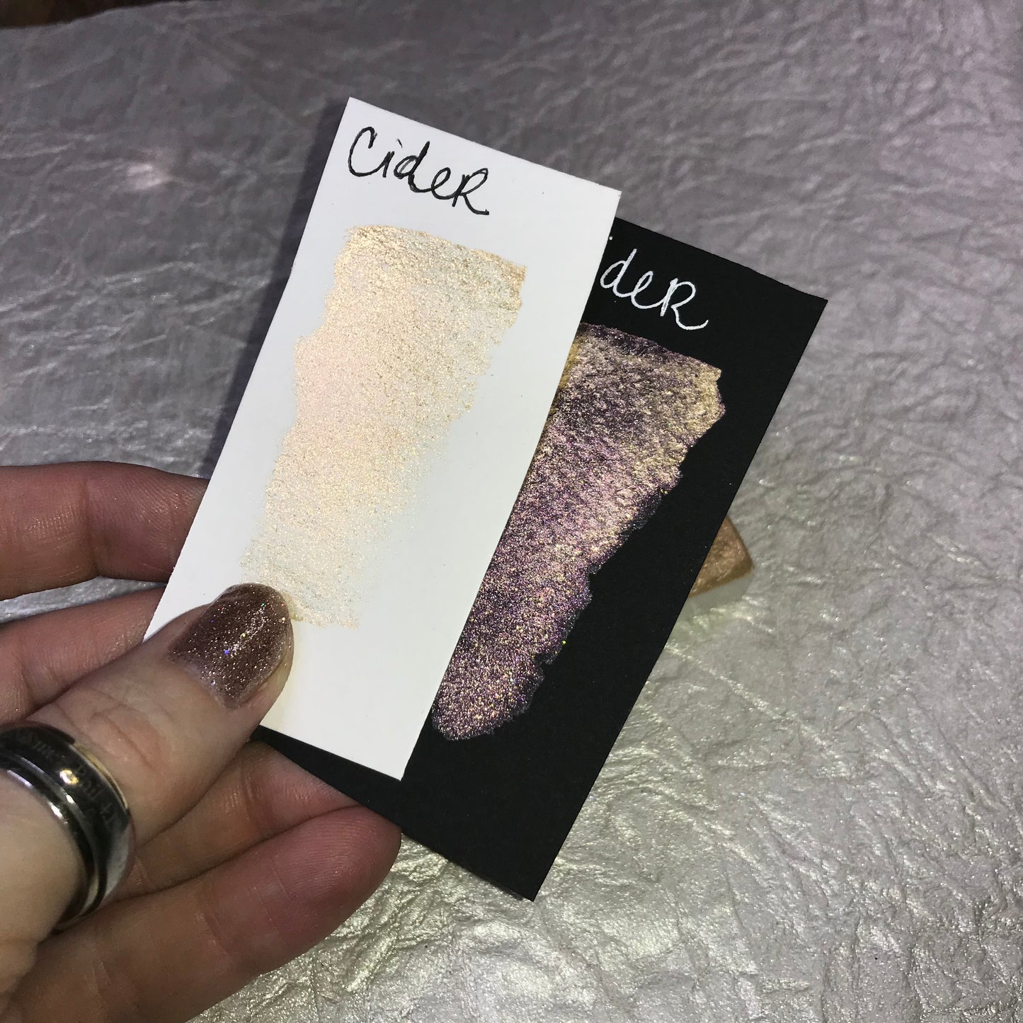 Cider~Handmade Shimmer watercolor paint-half pan