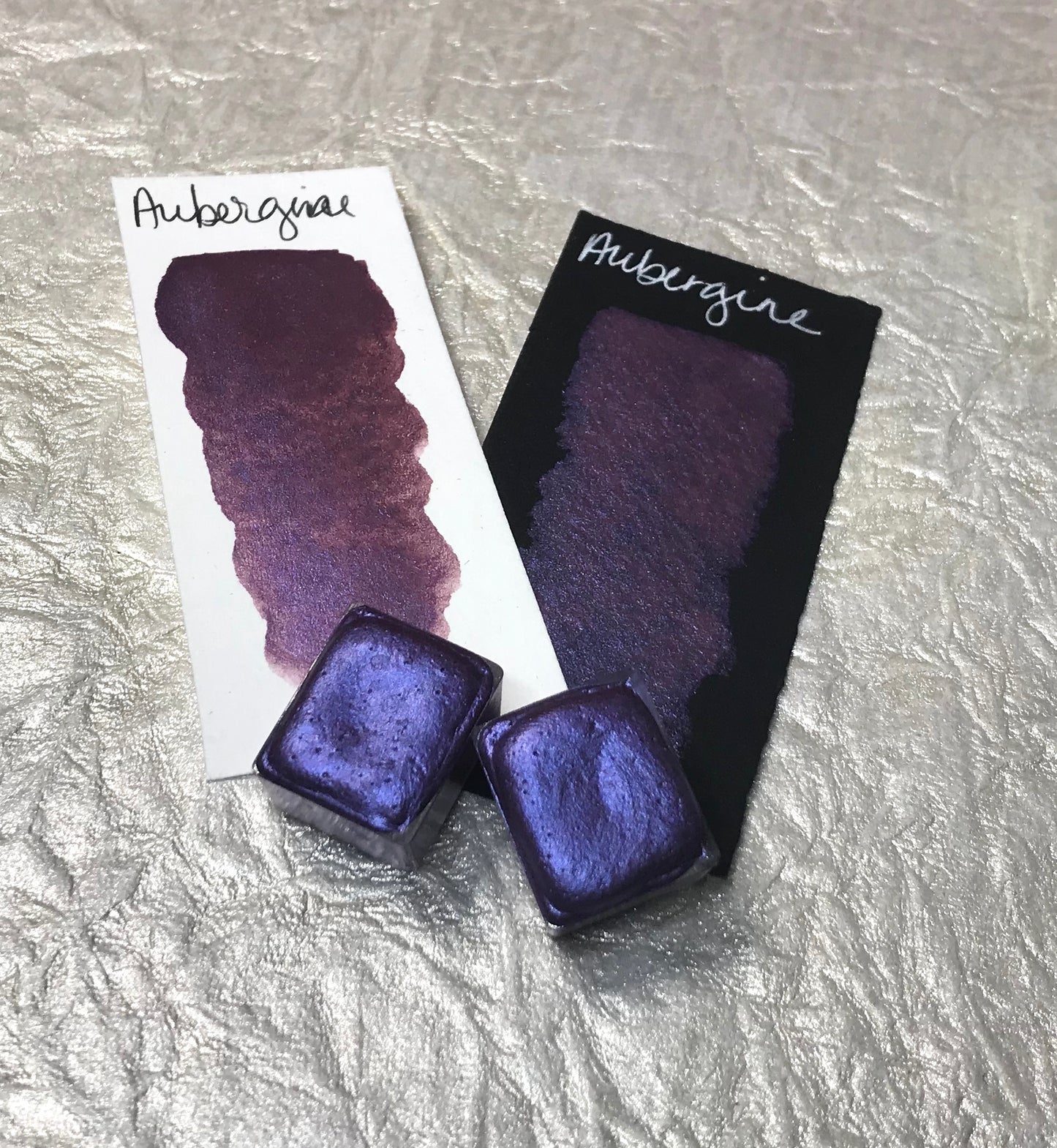 Aubergine ~Handmade Shimmer watercolor paint-half pan