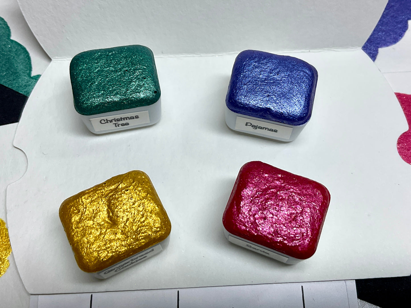 Christmas Morning Collection ~ Handmade shimmer watercolor paint-half pan