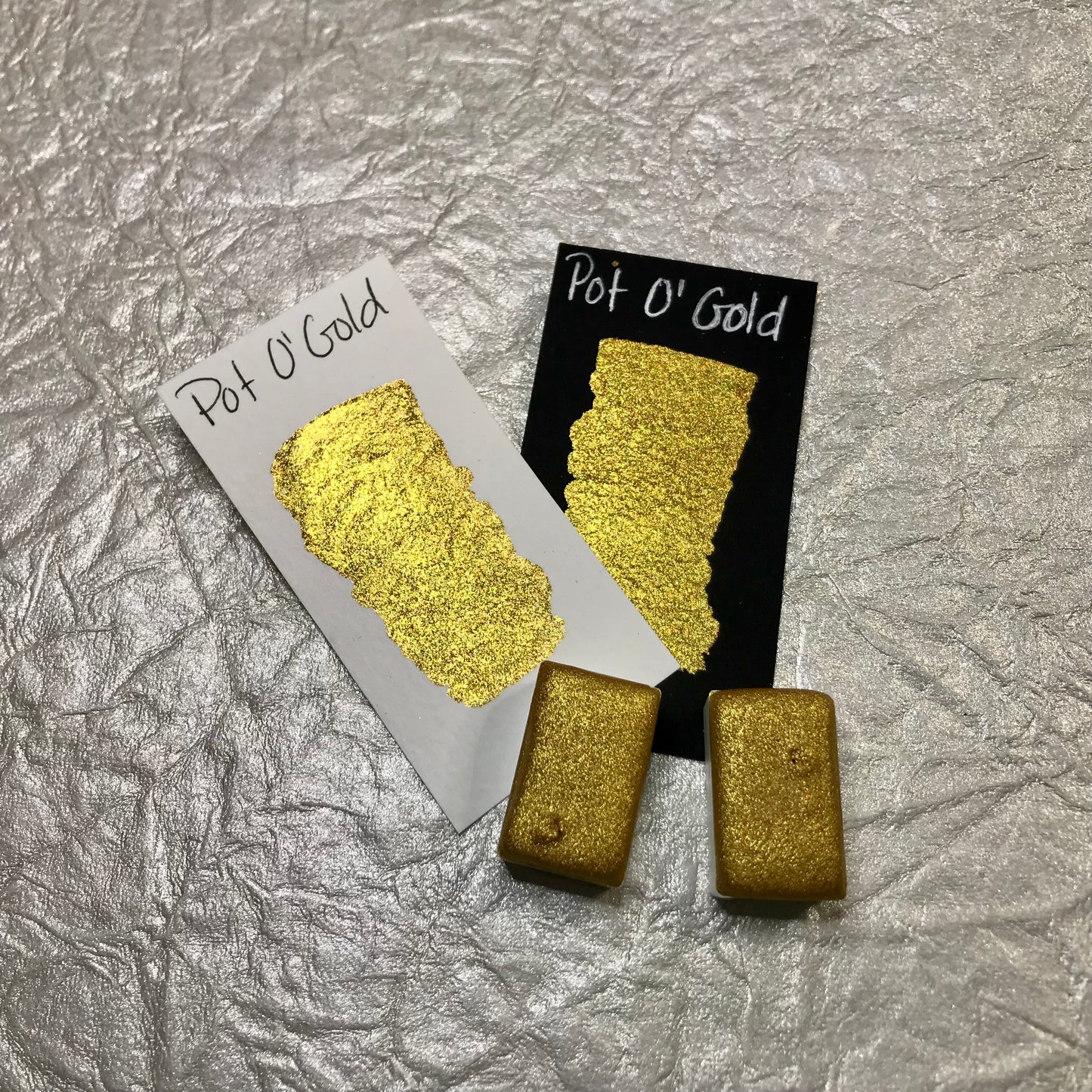 Pot O’ Gold ~Handmade watercolor paint-full pan,metallic-shimmer-pearlized~for calligraphy,hand lettering and painting~FC-Paints