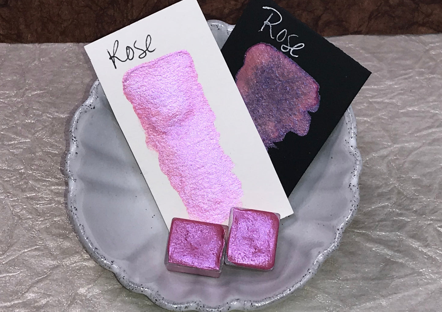 Rose ~Handmade Shimmer watercolor paint-half pan