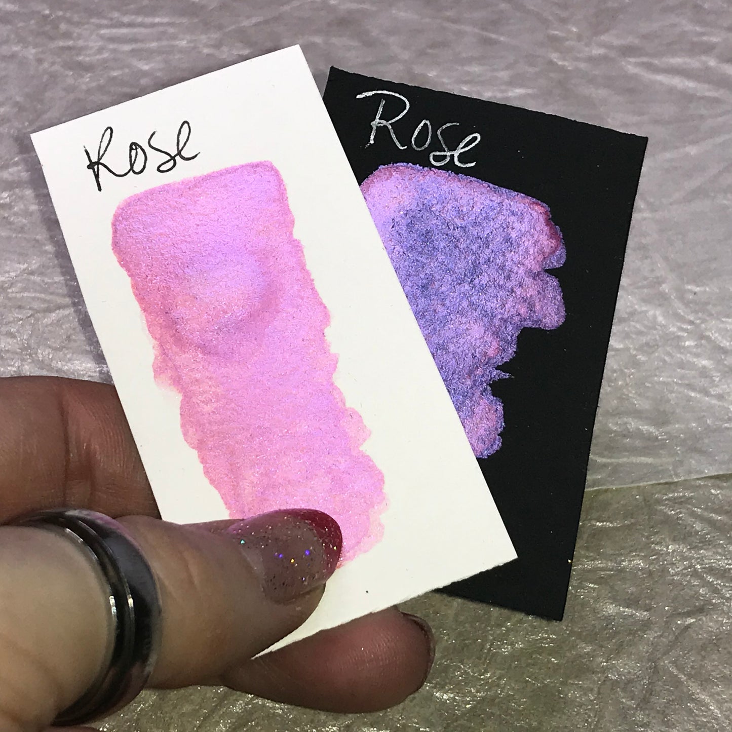 Rose ~Handmade Shimmer watercolor paint-half pan