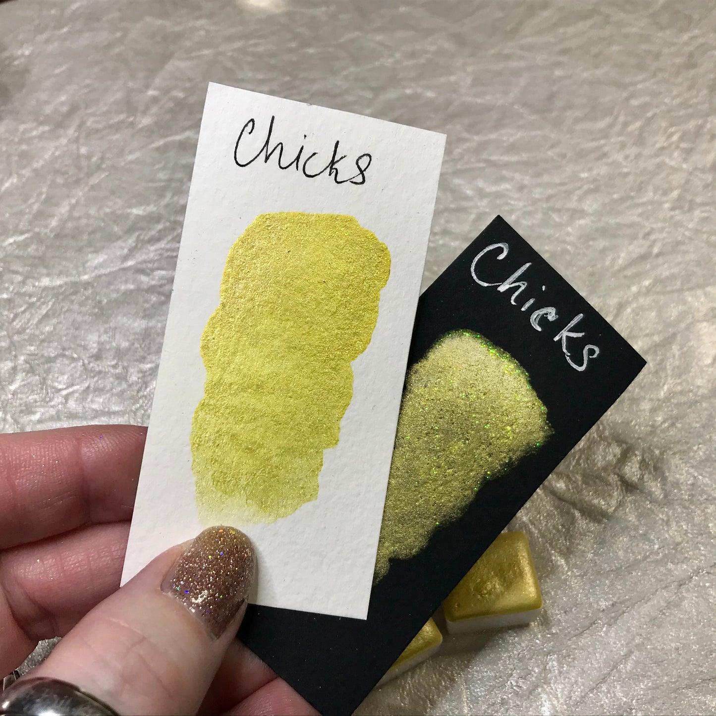Chicks ~Handmade Shimmer watercolor paint-half pan