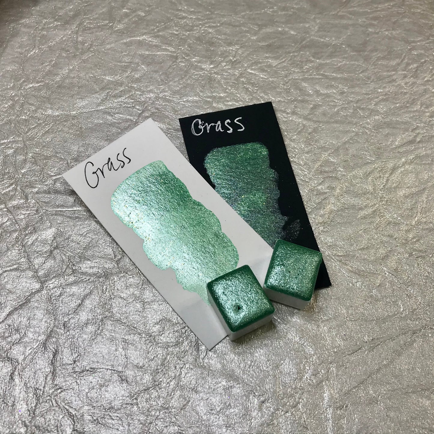 Grass~Handmade Shimmer watercolor paint-half pan