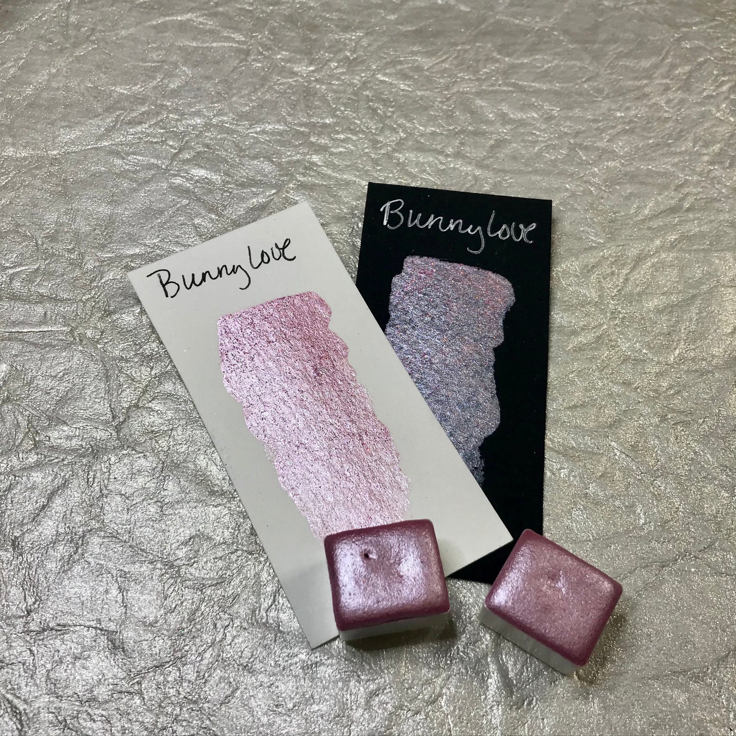 Bunny Love~Handmade Shimmer watercolor paint-half pan