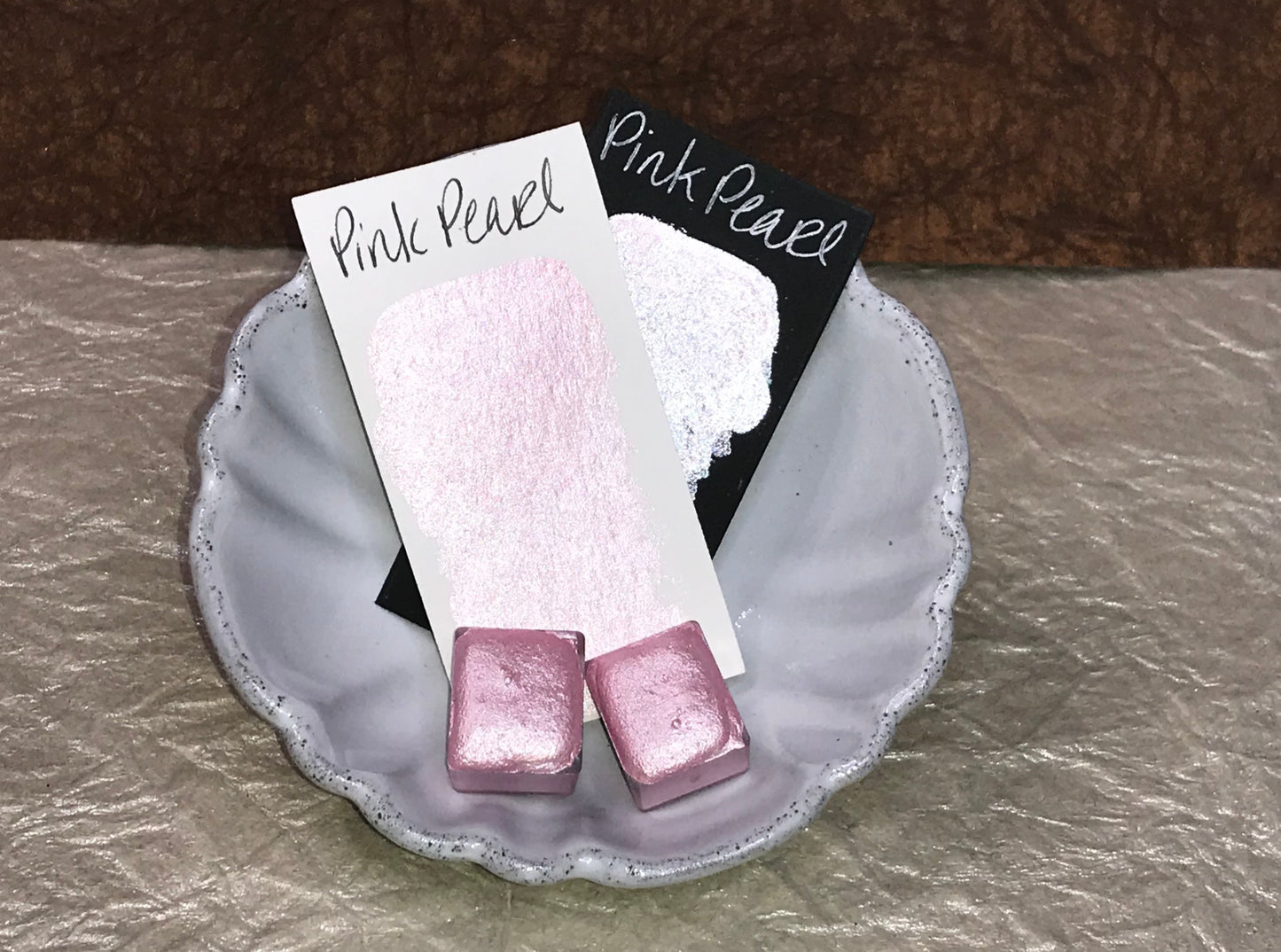 Pink Pearl shimmer watercolor paint half pan