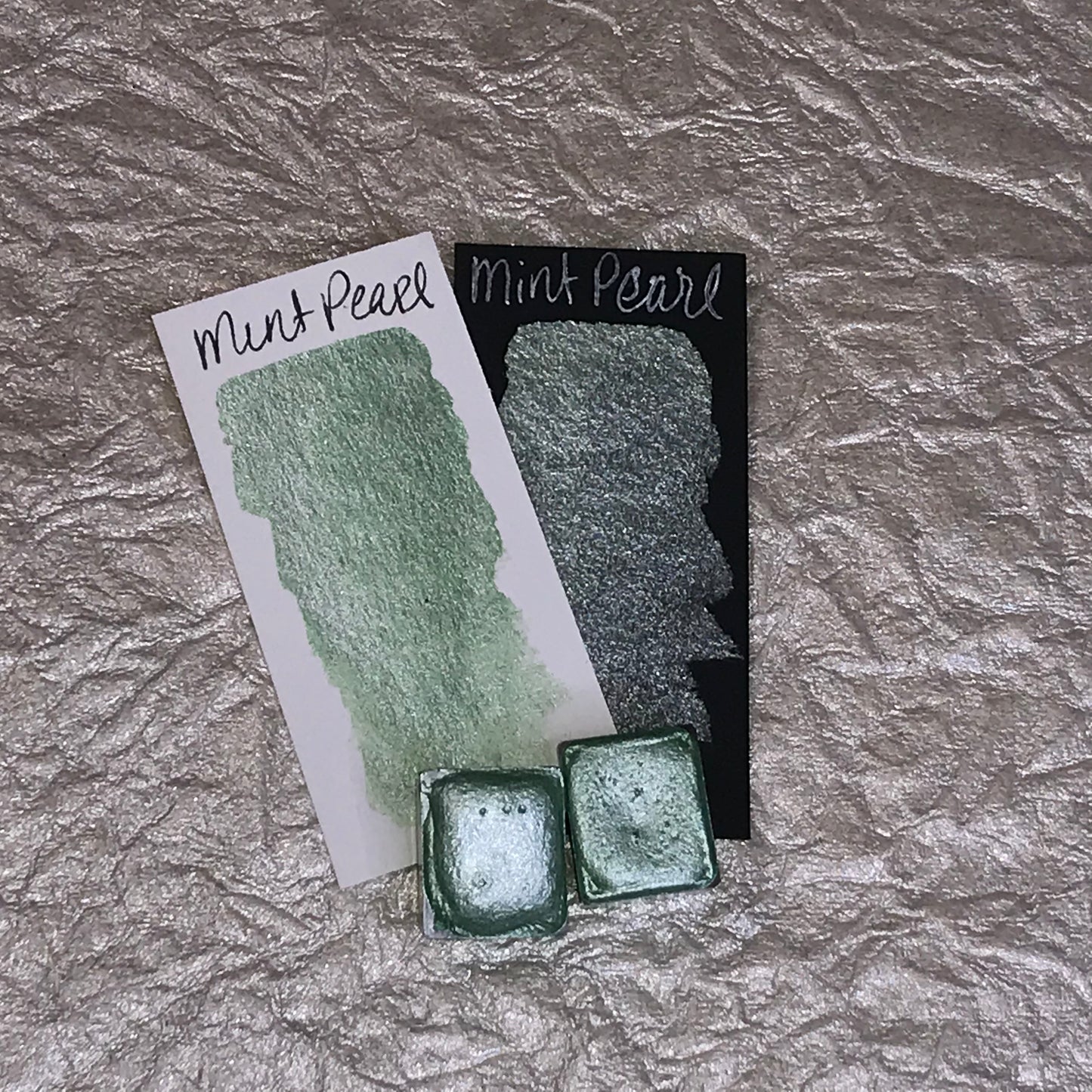 Mint Pearl ~Handmade Shimmer watercolor paint-half pan