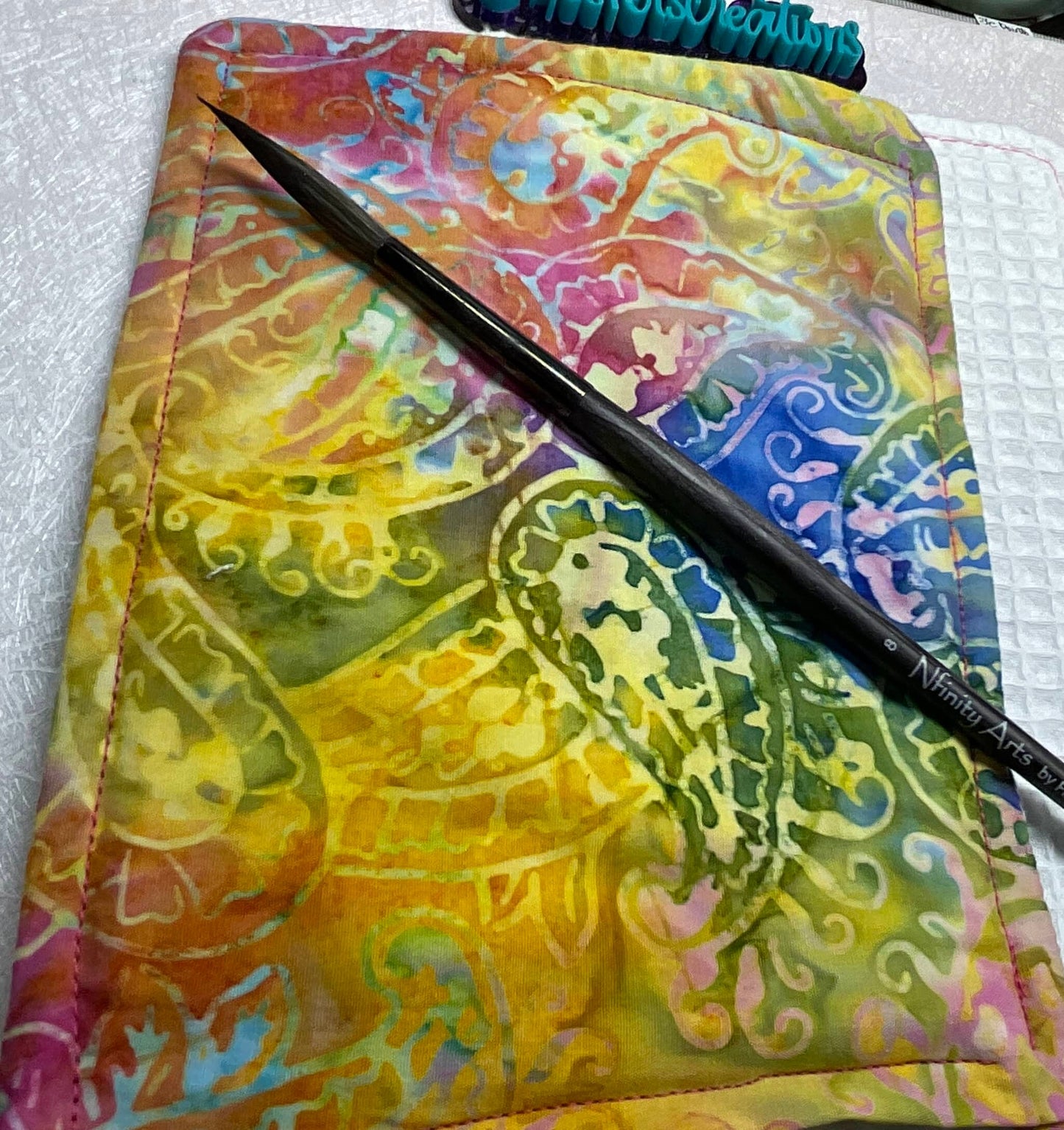 Paisley Batik 1a-watercolor brush cloth -5x7 inch,reusable towel