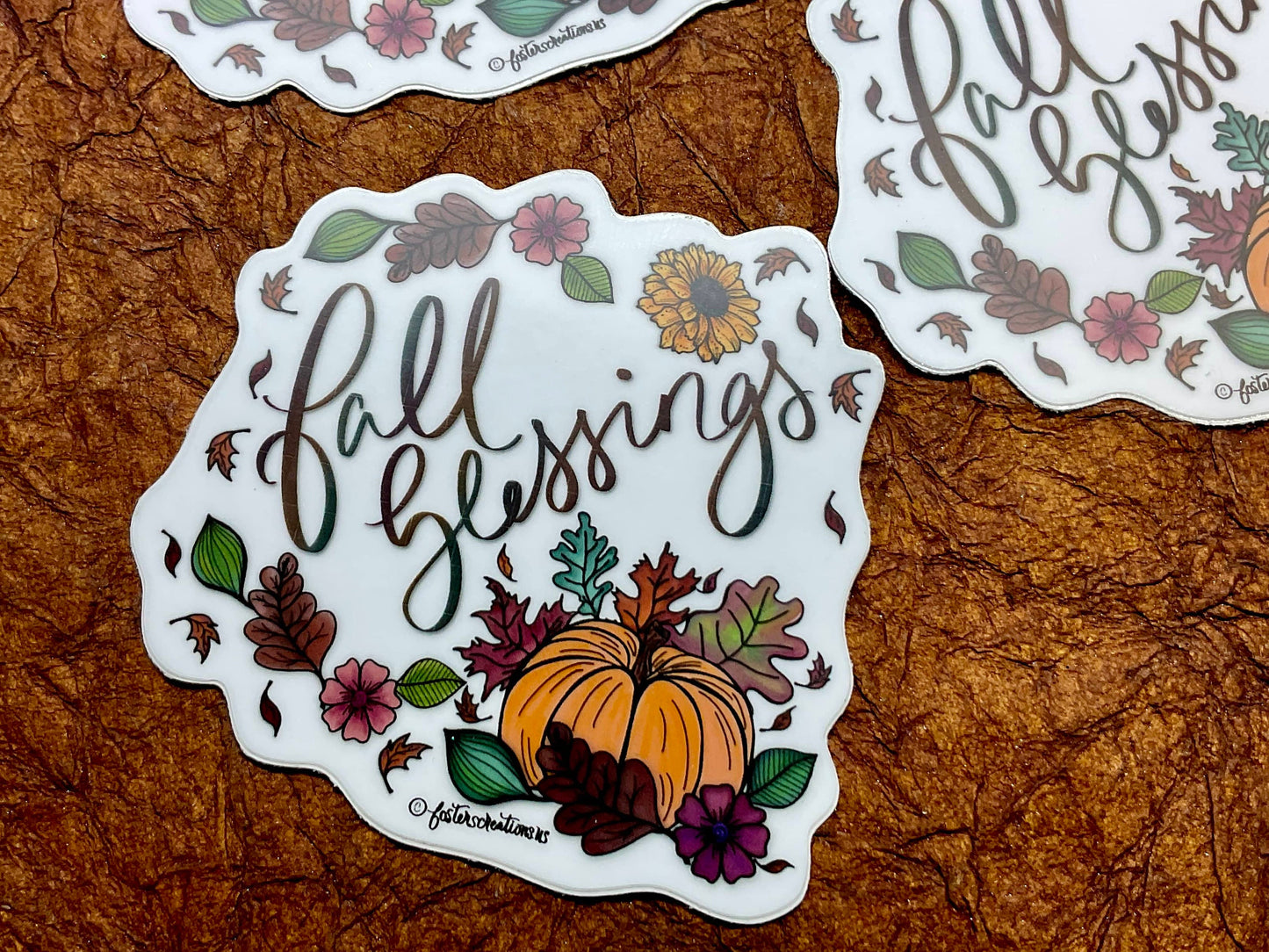 Vinyl Sticker-Matte, Decal,Fall Blessings modern floral