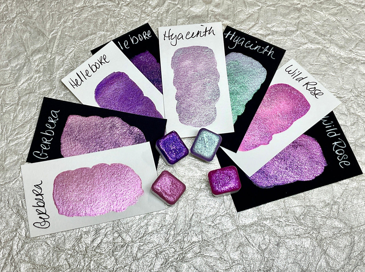 Botanical Whimsy shimmer watercolor paint half pan set