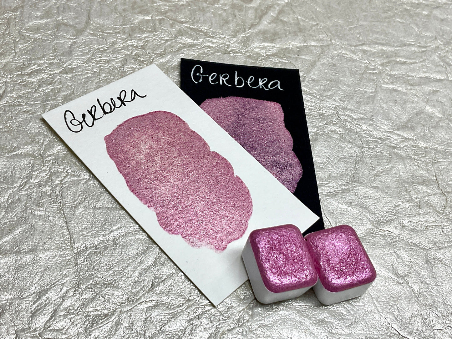 Gerbera handmade shimmer watercolor paint half pan