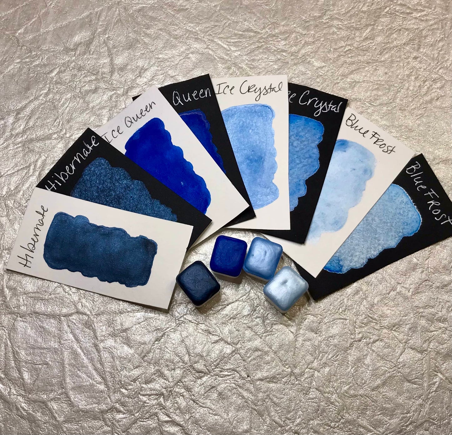 Moody Blues Collection~Handmade Shimmer watercolor paint-half pan
