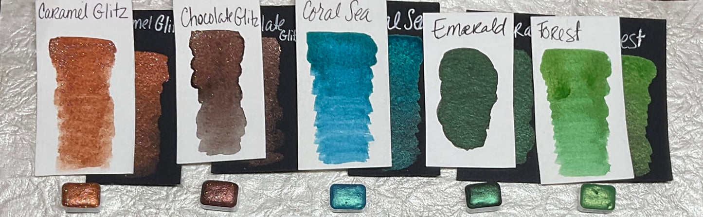 1st Fourteen Collection~Handmade Shimmer watercolor paint-petite pan
