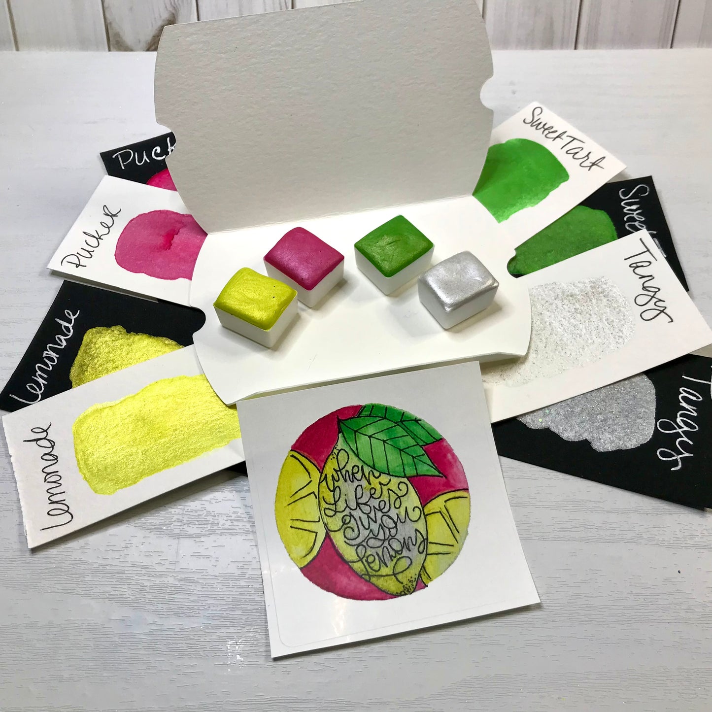 Life Gives You Lemons Collection ~ Handmade shimmer watercolor paint-half pan