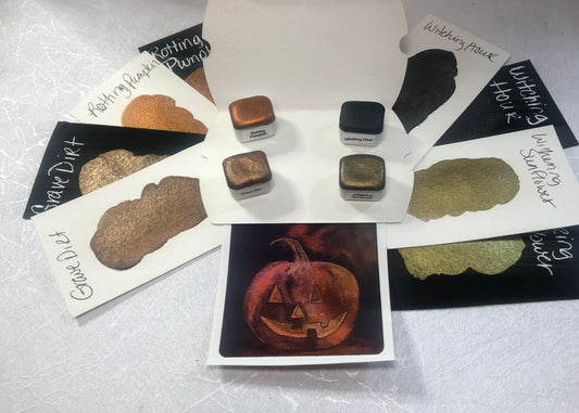 Haunted Garden 3 Collection ~ Handmade shimmer watercolor paint-half pan